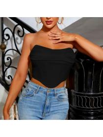 Outlet hot style Summer new women's sexy fishbone off shoulder short vest