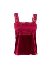 Women's summer Lace camisole  sleeveless bottoming satin top