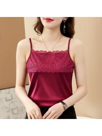 Women's Lace Satin camisole summer bottoming Casual top
