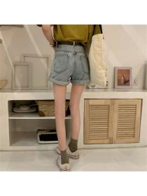 On sale Loose short jeans washed wide-leg denim shorts 