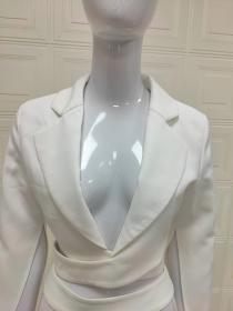 European fashion two-pieces white fashion V-neck long-sleeved suit 