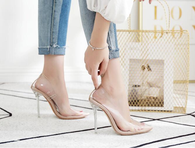 Popular transparent high-heeled shoes