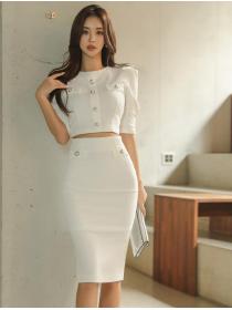 Korean Style Button Matching Pure Color Suits 