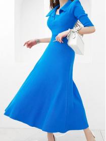 Korean Style  temperament   waist show thin knitting   casual dress