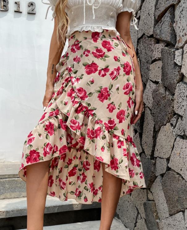 For Sale Flower Printing Chiffon Fashion Skirt