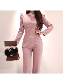 Korean fashion OL professional Slim double-breasted jumpsuit for women