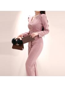 Korean fashion OL professional Slim double-breasted jumpsuit for women