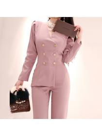 Korean fashion OL professional Slim double-breasted jumpsuit for women
