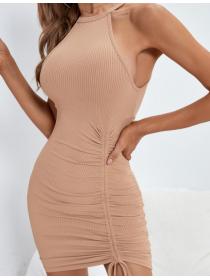 Outlet Pure Color Sexy Slim Dress