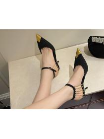 New style black tassel stiletto pointed toe sexy shoes