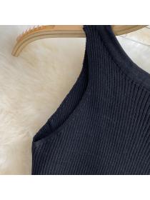 New style slim-fit stripe slim knitted Sleeveless dress