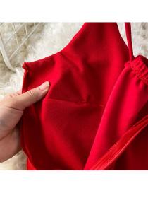 Korean fashion summer drawstring pleated Slim Sling dress