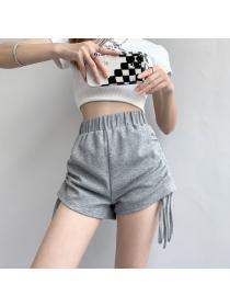Sexy girl pleated sports shorts high waist matching casual hot pants