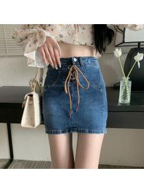 Korean fashion summer new plus size  high waist denim skirt short skirt