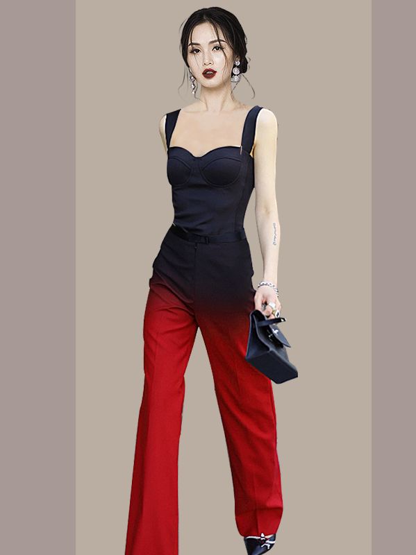 Temperament Elegant   Fashionable Sling Design Sense Slim Gradient Suit