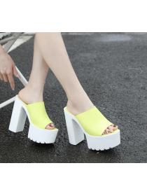 Simple style Chunky heel waterproof platform sippers