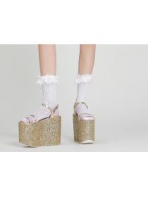 Platform Wedge High-Heeled Fashion Gold /Silver  Open Toe Sandals