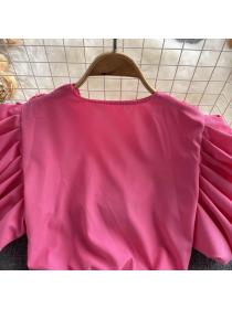 V-neck ruffled chiffon shirt Women's spring new long-sleeved top