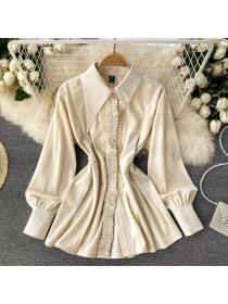 Vintage style loose waist temperament shirt women's French-style shirt