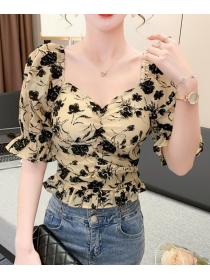 For Sale V  Collars Puff Sleeve Fashion Blouse 