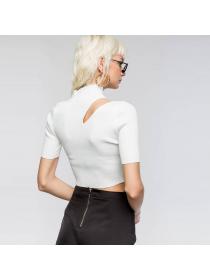 Hot selling short-sleeved top sexy hollow Cropped top