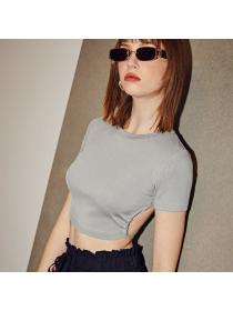 Hot selling short-sleeved top sexy hollow Cropped top