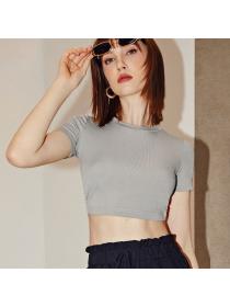 Hot selling short-sleeved top sexy hollow Cropped top