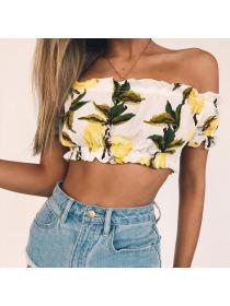 Hot sale off-shoulder sexy print short-sleeved beach vacation tube top for women