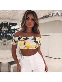 Hot sale off-shoulder sexy print short-sleeved beach vacation tube top for women