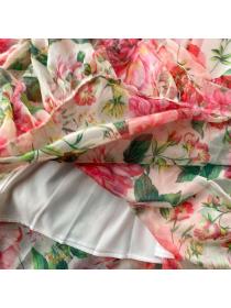 Fashion Single-shoulder elegant Floral print temperament holiday dress