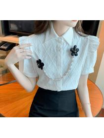 Korean style three-dimensional flower chain shirt