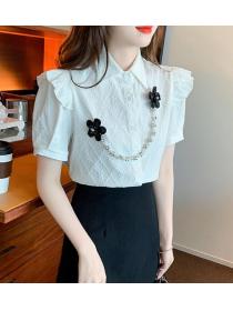 Korean style three-dimensional flower chain shirt