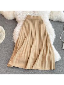 New style high-waisted A-line pleated skirt 