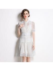 New style Slim-waist dress +Sling top two-piece set with belt