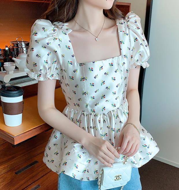 On Sale Bowknot Matching Horn Sleeve Blouse