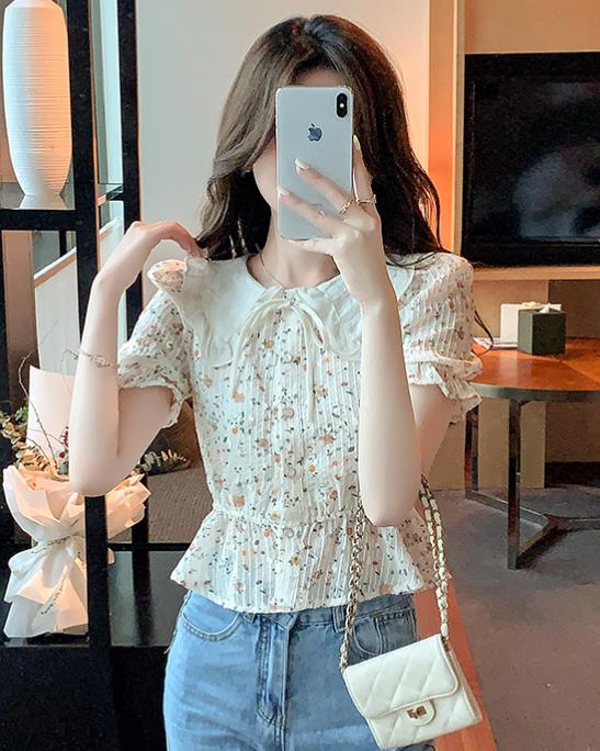 On Sale Show Waist Floral Printing Blouse