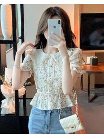 On Sale Show Waist Floral Printing Blouse 