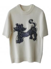 On Sale Knitting embroidered tiger Top 