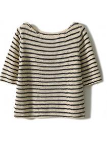 Outlet Stripe Sweet Fresh Color Matching Knitting Top 