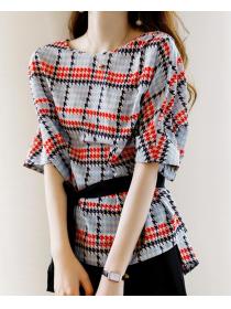 On Sale Loose Lace Up Chiffon National Style Blouse 