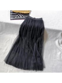 Fashion style High-waist mesh skirt spring and summer Elastic waist Skirt