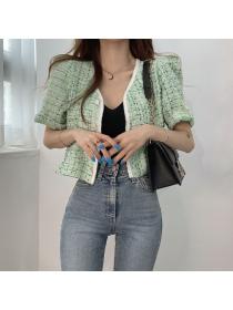Korea style Summer new chic tweed short jacket for women