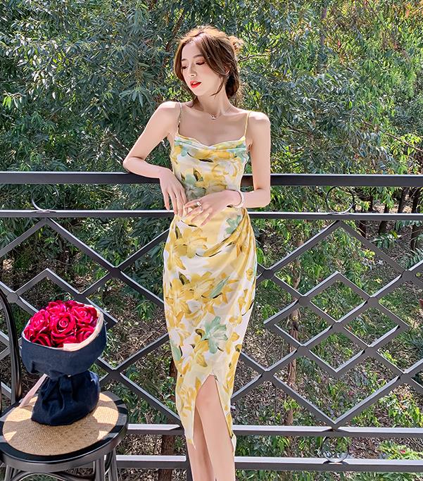 On Sale Strap Flower Printing Fashion Dress