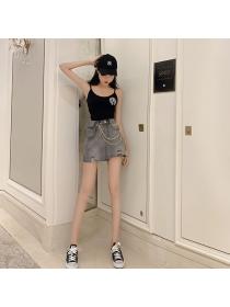 Korean fashion High Waist Denim Short Skirt A-Line Short Skirt