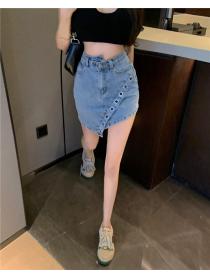 Korean fashion High Waist Denim Short Skirt A-Line Short Skirt