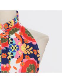 Vintage style Summer new fashion sleeveless long dress for women
