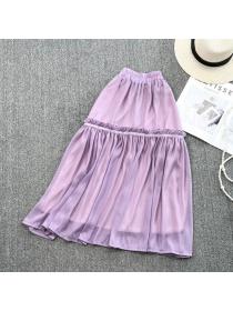 Korean fashion pleated matching high-waist skirt