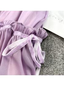 Korean fashion pleated matching high-waist skirt