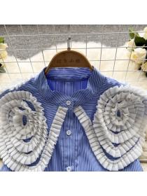 Summer new pleated 3D large flower loose matching sleeveless shirt