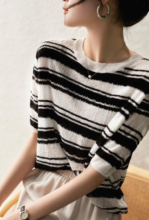 On Sale Color Matching Knitting Top